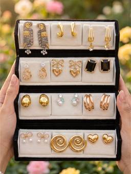 NUI - Gold Plated Korean Drop Earrings (Pack of 12)