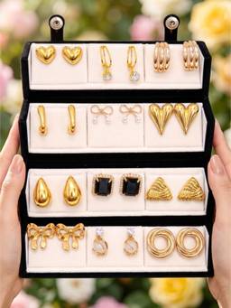 NUI - Gold Plated Korean Drop Earrings (Pack of 12)
