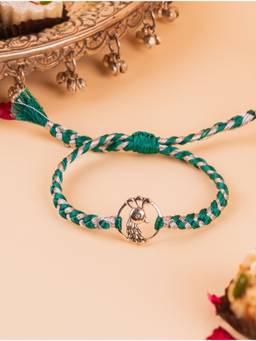 Kicky and Perky - 925 Sterling Silver Peacock Rakhi