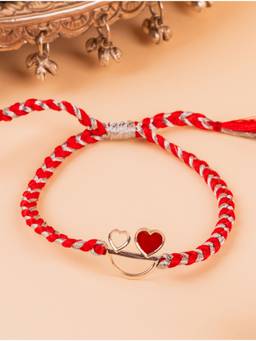 Kicky and Perky - 925 Sterling Silver Enamel Heart Rakhi