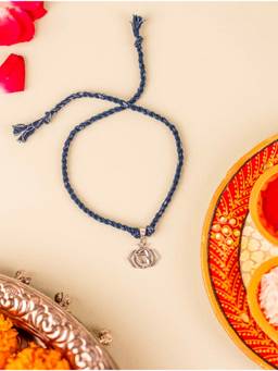 Kicky and Perky - 925 Sterling Silver Third Eye Rakhi With Roli Chawal