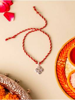 Kicky and Perky - 925 Sterling Silver Muladhara Rakhi With Roli Chawal