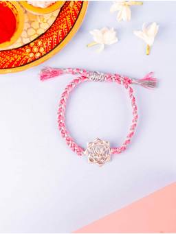 Kicky and Perky - 925 Sterling Silver Lotus Motif Rakhi