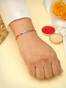 Kicky and Perky - 925 Sterling Silver King Rakhi With Roli Chawal