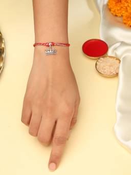 Kicky and Perky - 925 Sterling Silver Queen Crown Rakhi With Roli Chawal