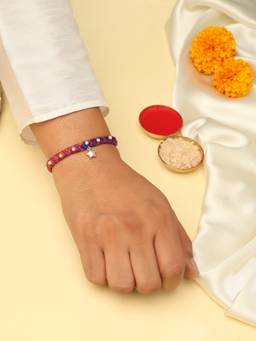 Kicky and Perky - 925 Sterling Silver Handcrafted Braided Rakhi With Roli Chawal