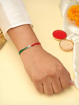 Kicky and Perky - 925 Sterling Silver Evil Eye Star Rakhi With Roli Chawal
