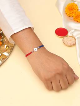 Kicky and Perky - 925 Sterling Silver Evil Eye Rakhi With Roli Chawal