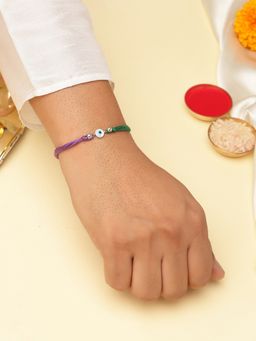 Kicky and Perky - 925 Sterling Silver Evil Eye Rakhi With Roli Chawal