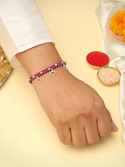 Kicky and Perky - 925 Sterling Silver Heart And Pearl Charm Rakhi With Roli Chawal