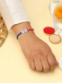 Kicky and Perky - 925 Sterling Silver Moissanite Knot Rakhi With Roli Chawal