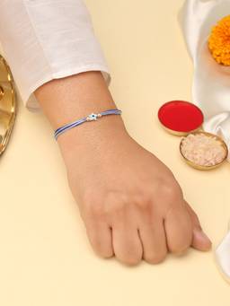 Kicky and Perky - 925 Sterling Silver Star Evil Eye Rakhi With Roli Chawal