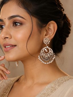 Fida - Gold - Plated Circular Shaped Women Ethnic Earrings