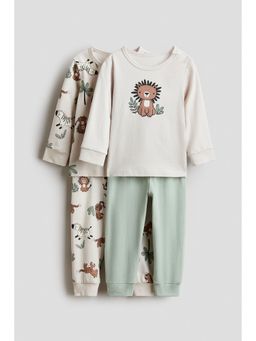 H&M - Unisex Green 2-Pack Printed Cotton Pyjamas and Top