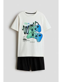 H&M - Boys White Cotton Jersey T-Shirt and Shorts