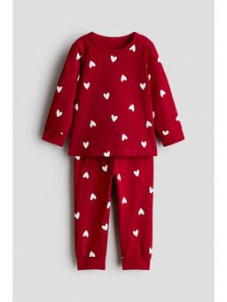 H&M - Unisex Red Printed Cotton Pyjamas and T-Shirt