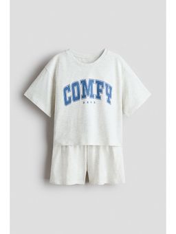 H&M - Girls Grey Cotton T-Shirt and Shorts