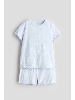 H&M - Girls Blue Printed T-Shirt and Shorts
