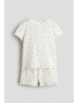 H&M - Girls White Printed T-Shirt and Shorts