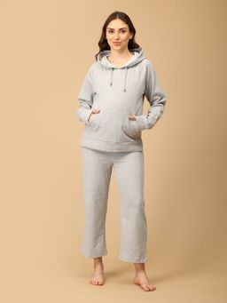 The Mom Store - WFH Grey Maternity And Nursing Hoodie & Pyjama