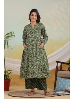 Ikk Kudi By Seerat - Womens Green Floral Maternity and Nursing Cotton Co-Ord Set