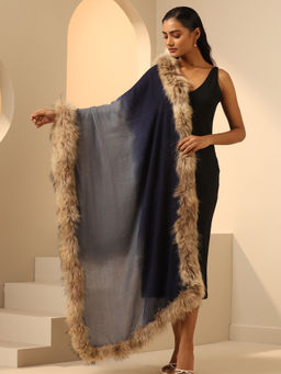 Dusala India - Blue Nyla Cashmere Fur Stole