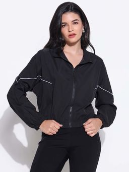 SHOWOFF - Women Solid Black Crop Jacket