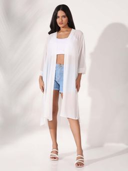 SHOWOFF - Women White Solid Longline Shrug