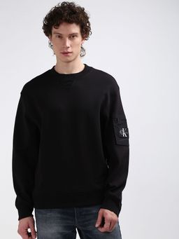 Calvin Klein - Black Solid Relaxed Fit Cotton Sweatshirt