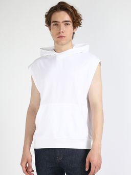 Calvin Klein - White Printed Regular Fit Cotton Hoodie