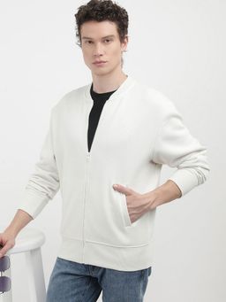 Calvin Klein - White Embroidered Logo Relaxed Fit Cotton Sweatshirt