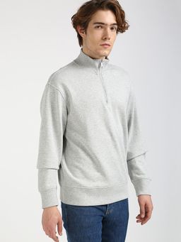 Calvin Klein - Grey Embroidered Logo Regular Fit Cotton Sweatshirt