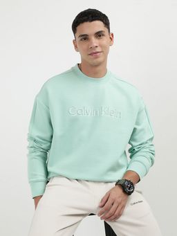 Calvin Klein - Green Embroidered Logo Relaxed Fit Cotton Sweatshirt