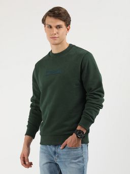 Calvin Klein - Green Embroidered Logo Regular Fit Cotton Sweatshirt