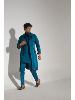Jatin Malik - Tilted Teal Overcoat