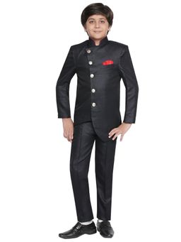 Jeetethnics - Boys Black Jodhpuri Coat With Trousers (Set of 2)