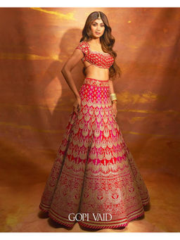 Gopi Vaid - Shilpa Shetty Golconda Pink Skirt with Blouse and Dupatta