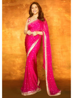 Gopi Vaid - Pink Golconda Madhuri Saree with Stitched Blouse