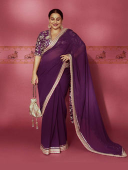 Gopi Vaid - Purple Vidya Balan In Golconda Myra Saree with Stitched Blouse