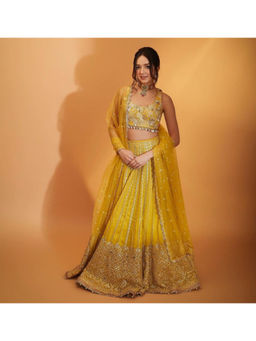 Gopi Vaid - Ishika Yellow Skirt with Blouse and Dupatta