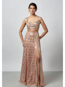 Gopi Vaid - Madhulika Pink Blouse with Skirt