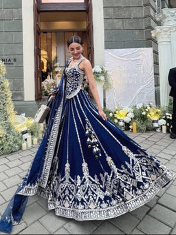 Gopi Vaid - Isya Blue Skirt with Blouse and Dupatta