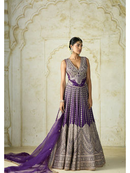 Gopi Vaid - Razia Purple Skirt with Blouse and Dupatta