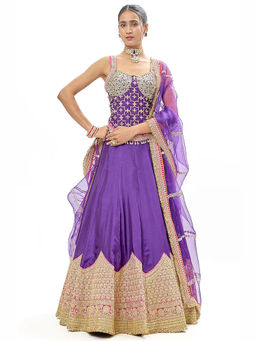 Gopi Vaid - Mariyam Purple Skirt with Blouse and Dupatta
