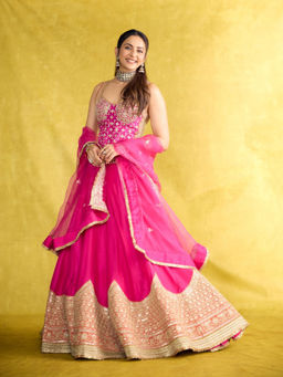 Gopi Vaid - Rakulpreet In Mariyam Pink Skirt with Blouse and Dupatta