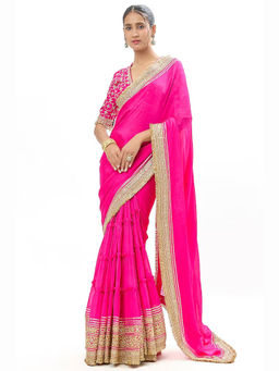 Gopi Vaid - Pink Zehra Saree with Stitched Blouse