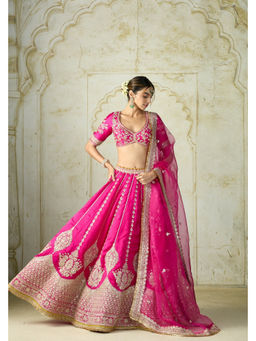 Gopi Vaid - Atifa Pink Skirt with Blouse and Dupatta