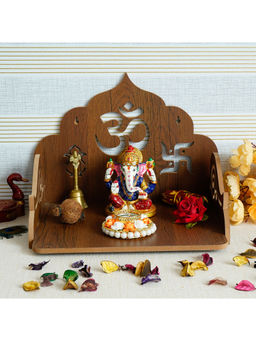 eCraftIndia - Om With Swastik And Kalash Design Laminated Wood Pooja Temple/Mandir
