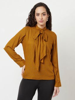 CRIMSOUNE CLUB - Women Mustard Checked Top
