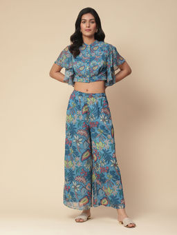 Aarke Ritu Kumar - Blue Floral Print Co-Ord (Set of 2)